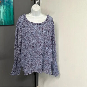 Plus Size‎ Women's 4X (28W-30W) Animal Print Tunic Top Smocked Keyhole Stretch